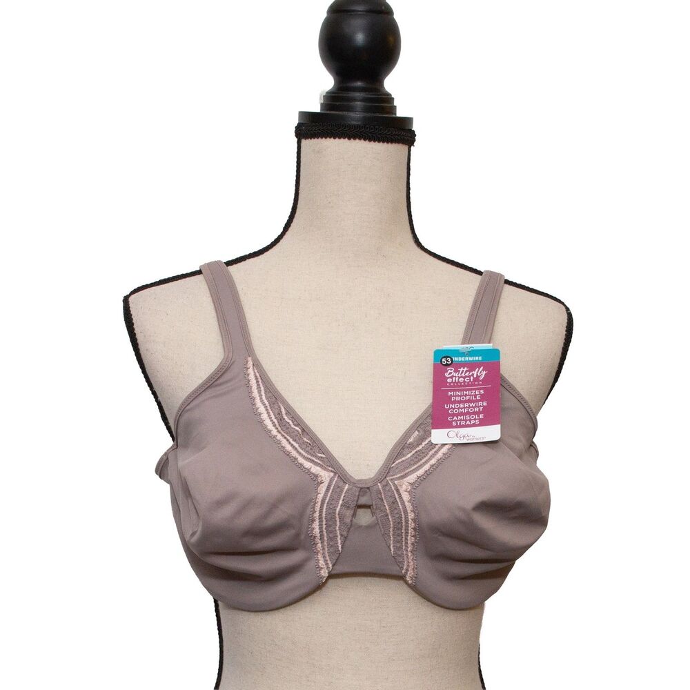 Olga by Warner's 42C Butterfly Effect Minimizer‎ Underwire Bra Taupe Keyhole
